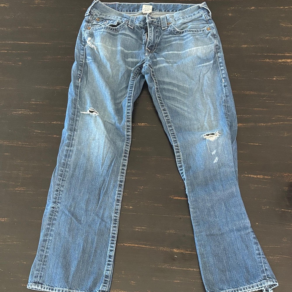 True Religion Men's Straight Leg Blue Jeans